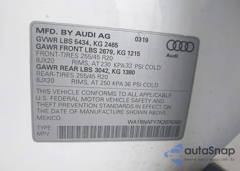 2019 Audi Q5 45 Premium from USA, damaged, VIN WA1BNAFY7K2076393